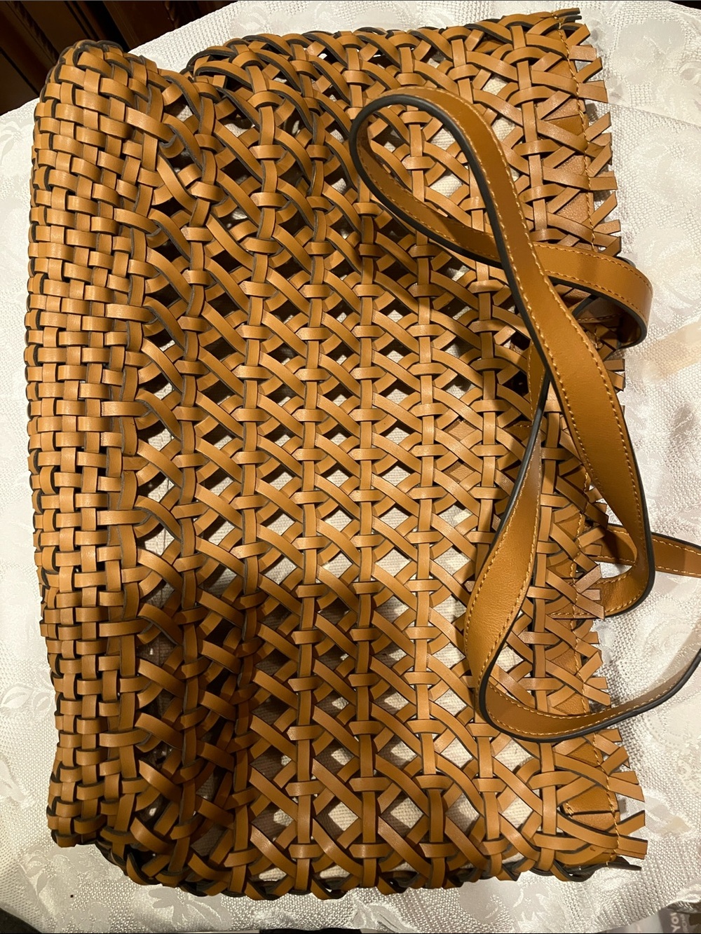 Woven Leather Tote Bag - Tan By Vince Camuto - Picture 10 of 11
